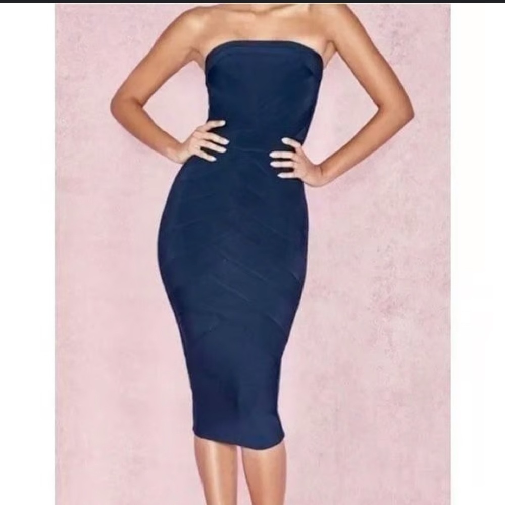 House of CB Navy Strapless Dress